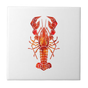 Red polygonal lobster tile