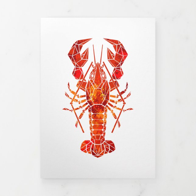 Red polygonal lobster Tri-Fold announcement (Cover)