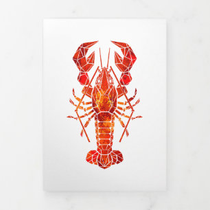 Red polygonal lobster Tri-Fold card
