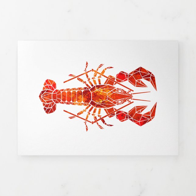 Red polygonal lobster Tri-Fold invitation (Cover)