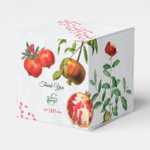 Red Pomegranate Botanical Mediterranean Wedding Favor Box
