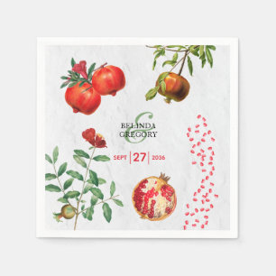 Red Pomegranate Botanical Mediterranean Wedding Napkin