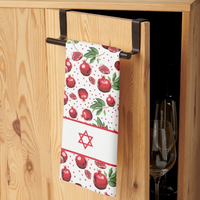 Red Pomegranates on Any Colour Background Star Kitchen Towel (Thirds Fold)