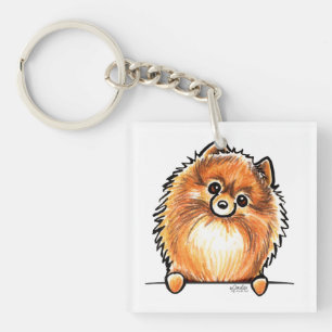 Red Pomeranian Paws Up Keychain