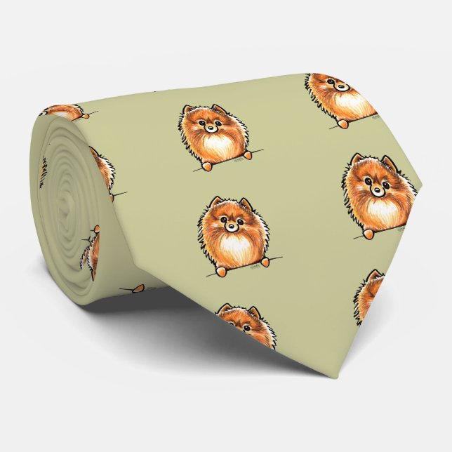 Red Pomeranian Paws Up Tie (Rolled)