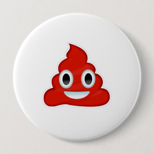 Red Poo - -  4 Inch Round Button