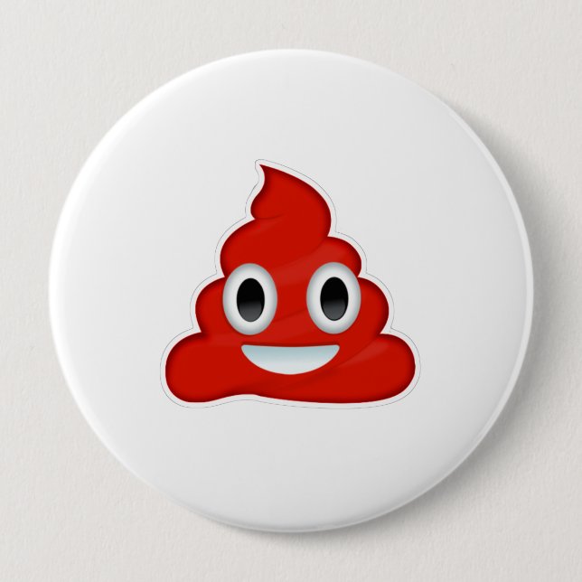 Red Poo - -  4 Inch Round Button (Front)