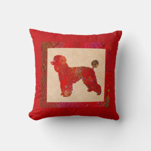 Red Poodle Throw Pillow