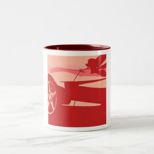 Red Pop Art Corvette Two-Tone Coffee Mug
