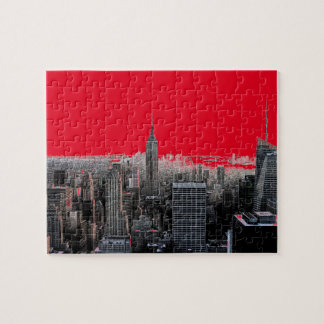 Red Pop Art New York City Manhattan Jigsaw Puzzle
