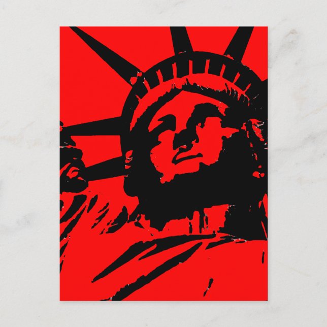 Red Pop Art Statue of Liberty Postcard (Front)