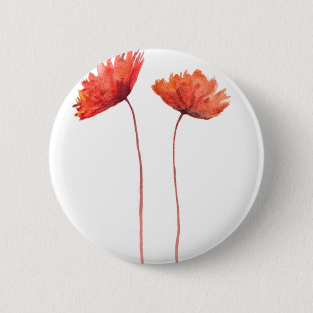 Red poppies 2 inch round button (Front)