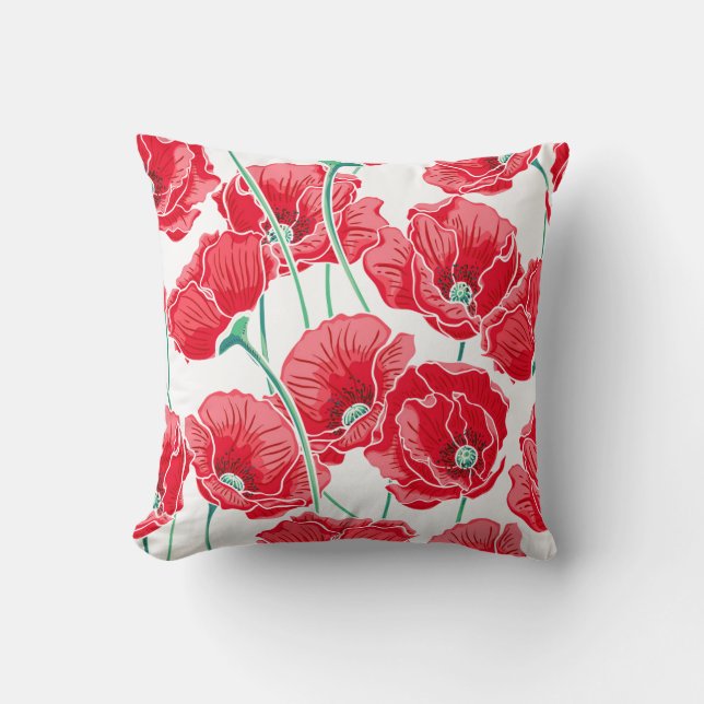 Red Poppies Accent Pillow (Front)