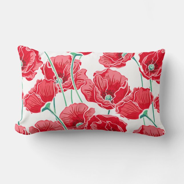 Red Poppies Accent Pillow (Front)
