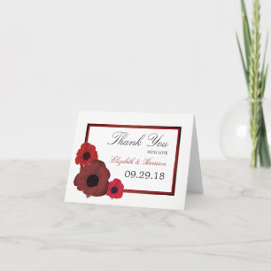 Red Poppies and Burlap Wedding Thank You Card