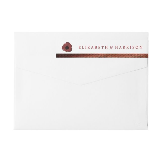 Red Poppies and Burlap Wedding Wrap Around Label (Back)