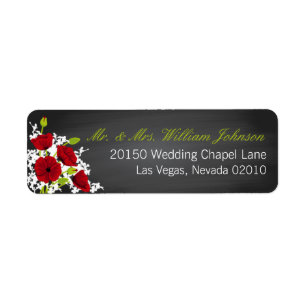 Red Poppies and Chalkboard Wedding Label