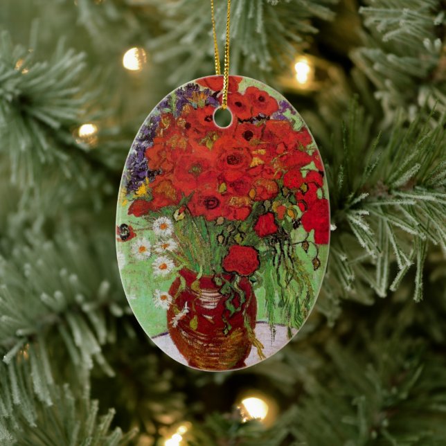 Red Poppies and Daisies by Vincent van Gogh Ceramic Ornament (Tree)