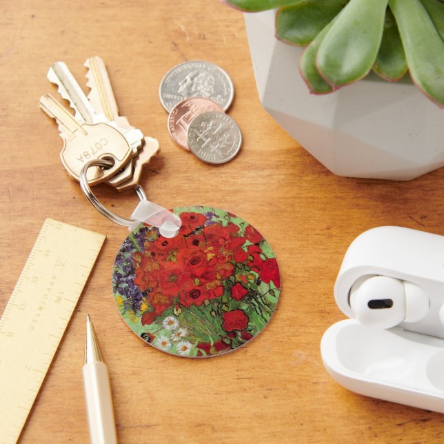 Red Poppies and Daisies by Vincent van Gogh Keychain (Desk)