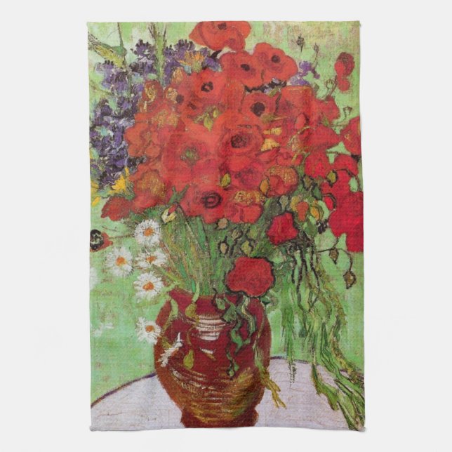 Red Poppies and Daisies by Vincent van Gogh Kitchen Towel (Vertical)