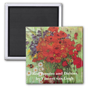 Red Poppies and Daisies by Vincent van Gogh Magnet