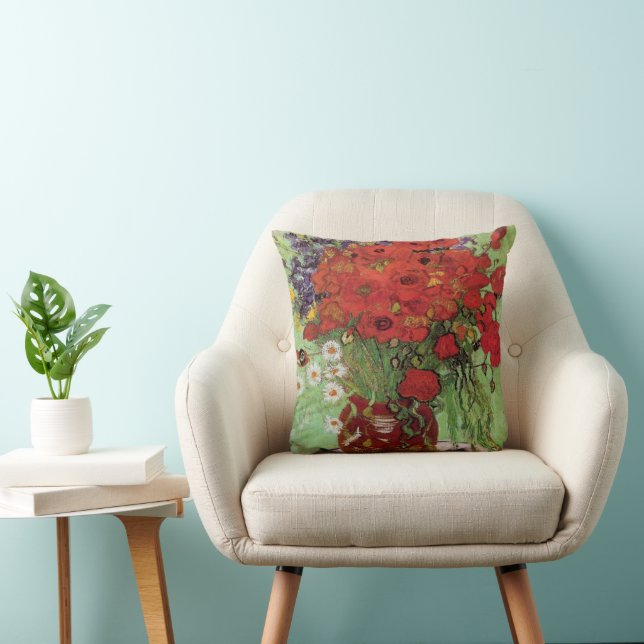Red Poppies and Daisies By Vincent Van Gogh  Throw Pillow (Chair)