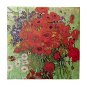 Red Poppies and Daisies by Vincent van Gogh Tile