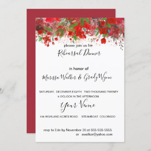 red poppies and greenery invitation