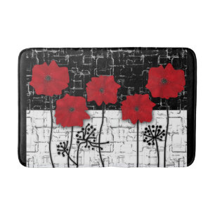 Red poppies bath mat