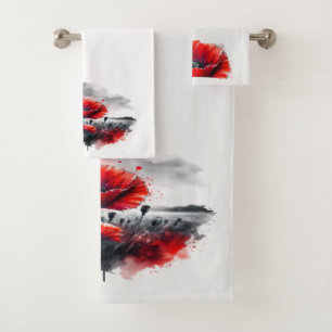 "Red Poppies" Bath Towel Set