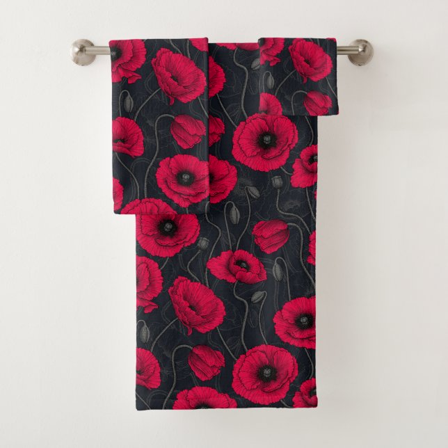 Red Poppies Bath Towel Set (Insitu)