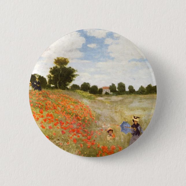 Red Poppies Blooming - Claude Monet 2 Inch Round Button (Front)