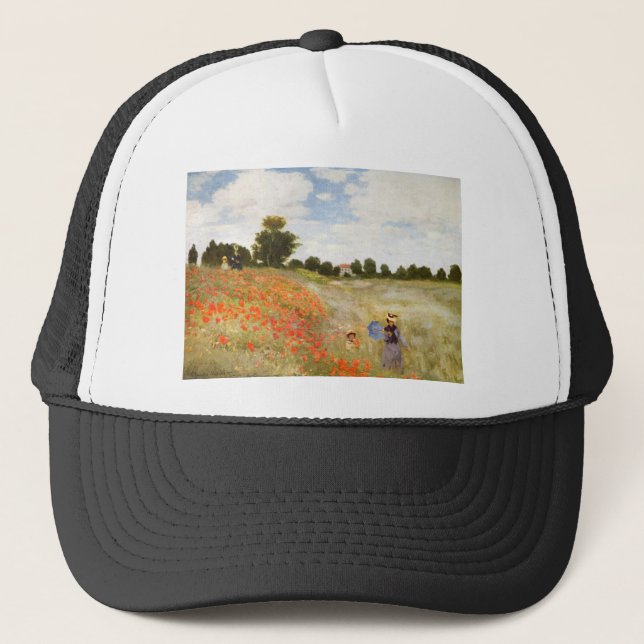 Red Poppies Blooming - Claude Monet Trucker Hat (Front)