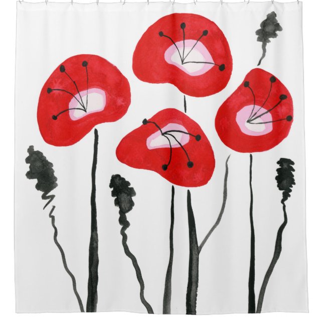Red Poppies Boho Modern Bathroom Decor (Front)