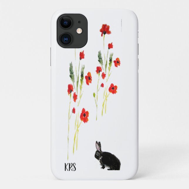Red Poppies Bunny Rabbit Personalized Case-Mate iPhone Case (Back)