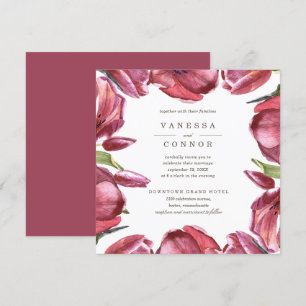 Red Poppies Classic Boho Floral Wedding Invitation