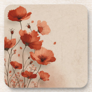 Red poppies coaster