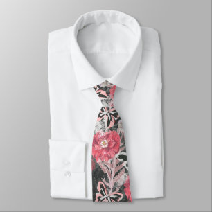 Red poppies.Colourful floral print. Tie