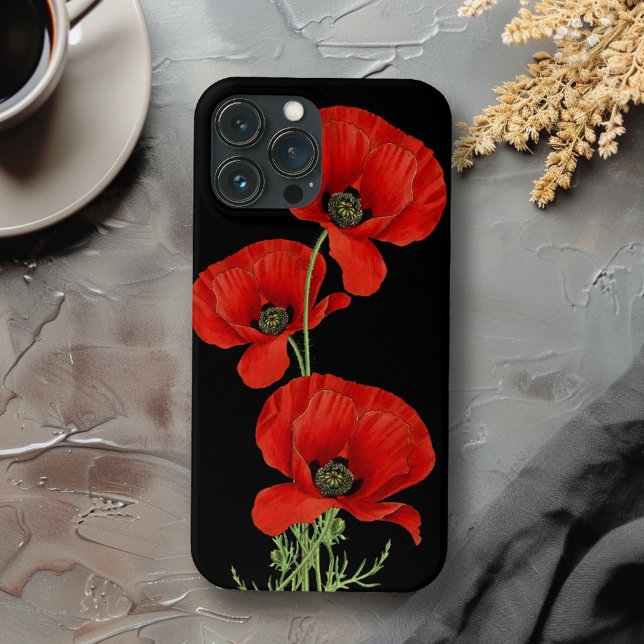 Red Poppies Colourful Vintage Botanical Case-Mate iPhone Case (Creator Uploaded)