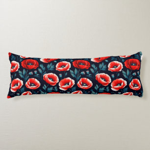🌸 Red Poppies Cozy Floral Home Style 🌸 Body Pillow