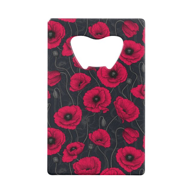 Red Poppies Credit Card Bottle Opener (Front)