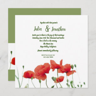 Red Poppies Custom Wedding Invitation