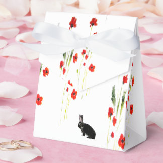 Red Poppies Cute Bunny Rabbit Favor Box