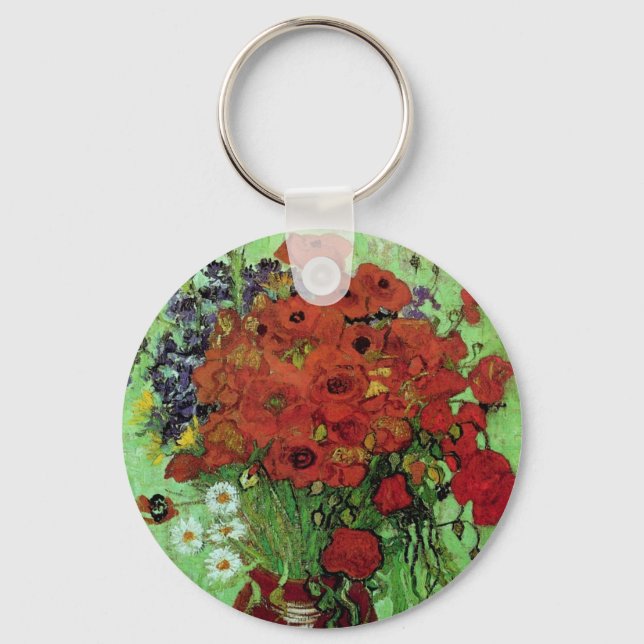 Red Poppies & Daisies (F280) Van Gogh Fine Art Keychain (Front)