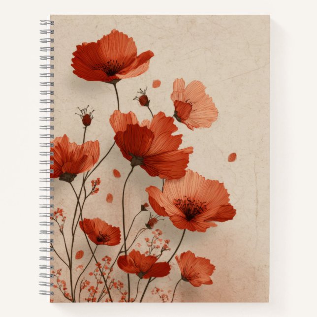 Red poppies. Deluxe Spiral  Notebook (Front)