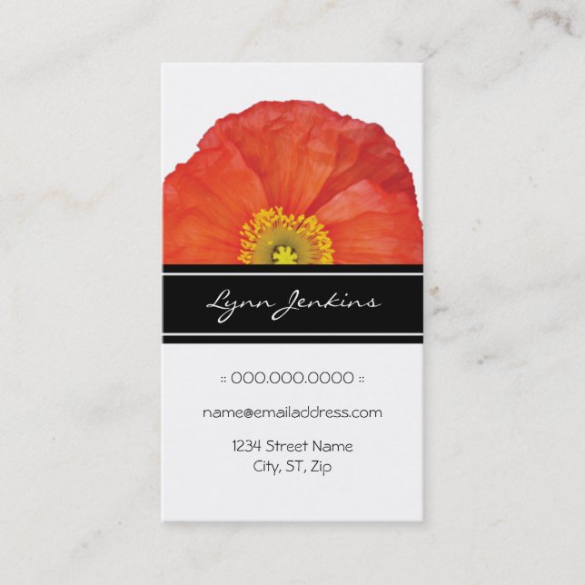 Red Poppies Elegant Business Card (Front)