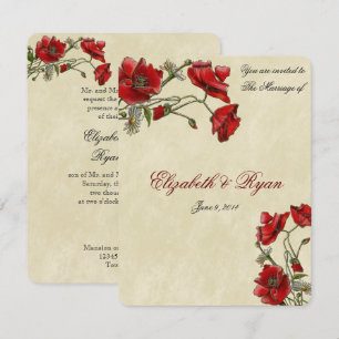 Red Poppies, Élégante invitation de mariage