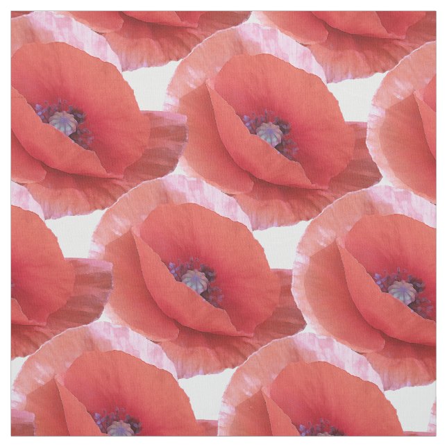 red poppies. fabric (Swatch)