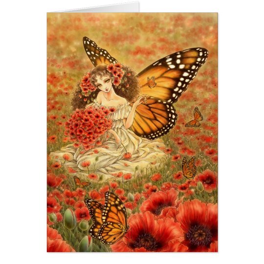 Red Poppies Fantasy Art Greeting Card