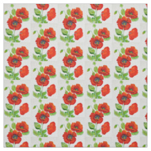 Red poppies fashion fabric